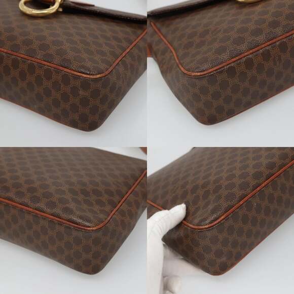 CELINE Macadam Canvas Shoulder Bag Pvc Leather Brown Gold - Picture 10 of 12